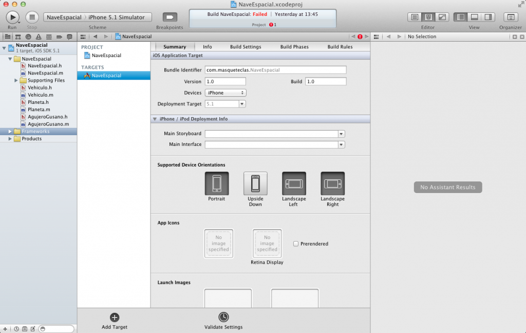 Figura 1. Ventana principal de Xcode 4