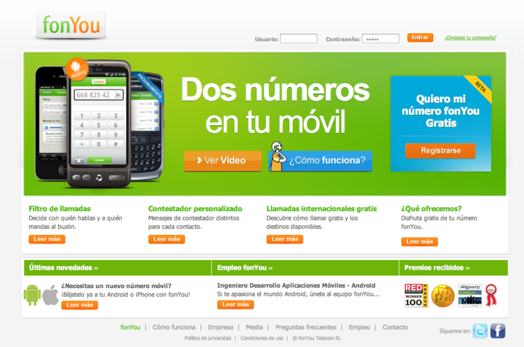 Figura 1. Web del servicio gratuito fonYou