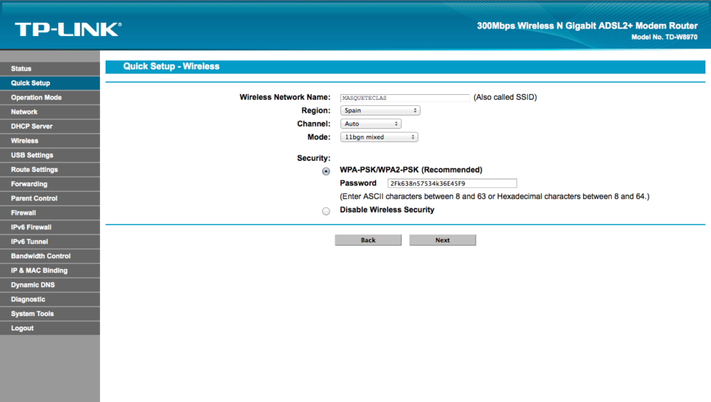 Figura 6. Configuración de los parámetros WiFi de nuestra red