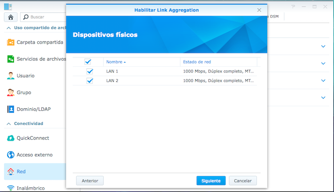 Añadir Link Aggregation