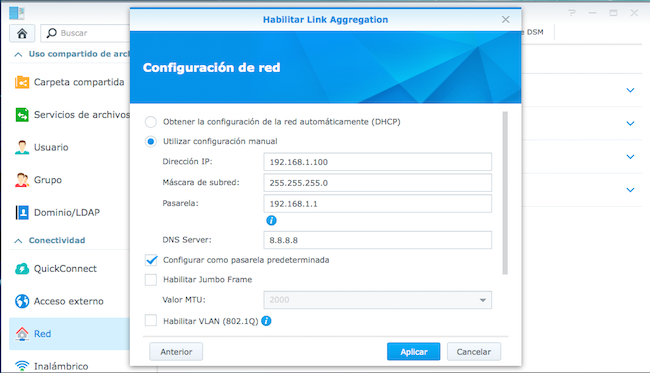 Añadir Link Aggregation