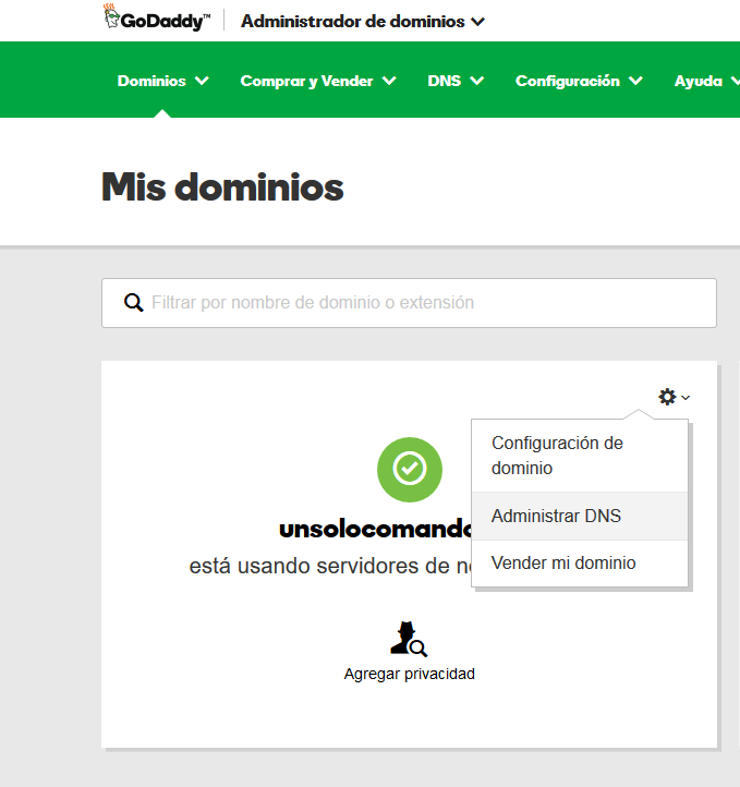 agregar DNS
